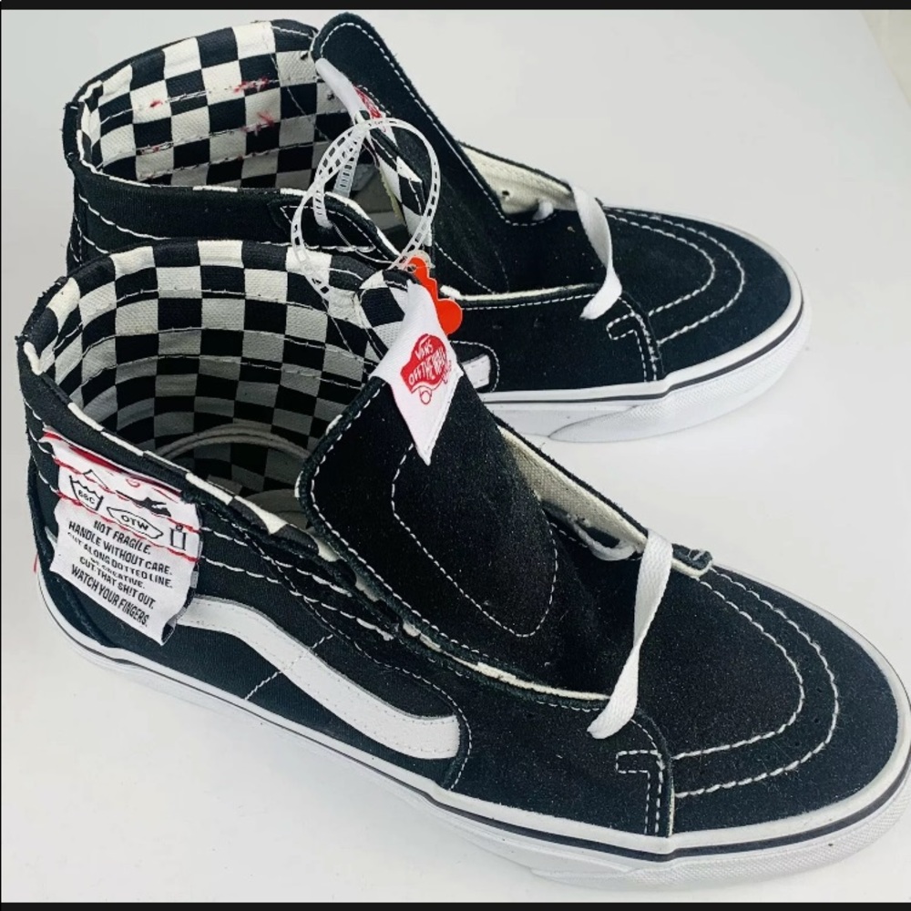 Mens (size 6) Vans SK8 HI Black White Canvas Lace Up High Top Skateboard Shoes